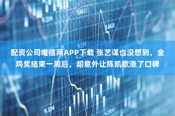 配资公司唯信网APP下载 张艺谋也没想到，金鸡奖结束一周后，却意外让陈凯歌涨了口碑